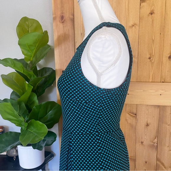 41 Hawthorn Black and Teal Spotted A-Line Scoop Neck Sleeveless Dress - Picture 5 of 14